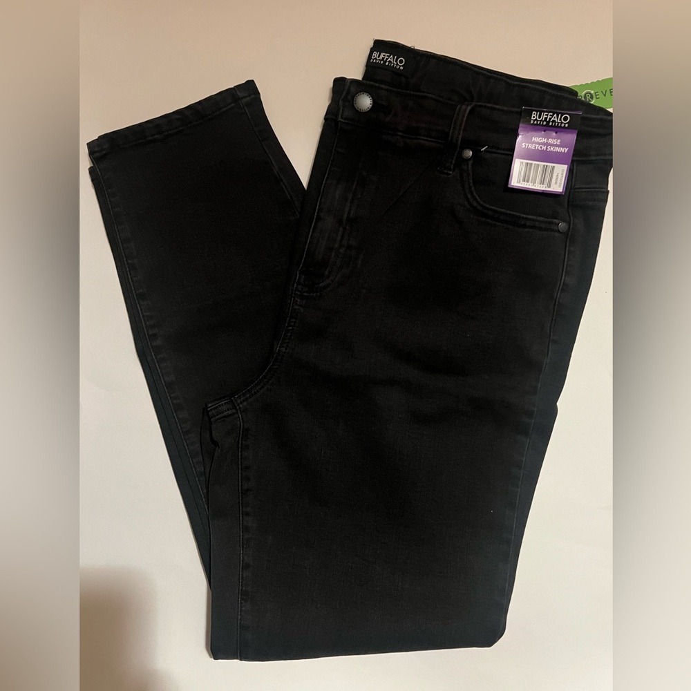 NWT Buffalo David Bitton Women’s Black Skinny Mollie Jeans, Size 14 - Picture 2 of 5